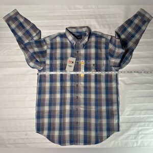 Carhartt Flame resistant Men's Blue Plaid Loose Fit Shirt